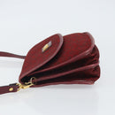 CELINE C Sulky Shoulder Bag Canvas Leather Red Gold Auth 162769-5