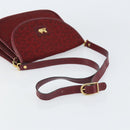 CELINE C Sulky Shoulder Bag Canvas Leather Red Gold Auth 162769-7
