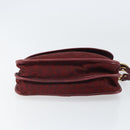 CELINE C Sulky Shoulder Bag Canvas Leather Red Gold Auth 162769-9