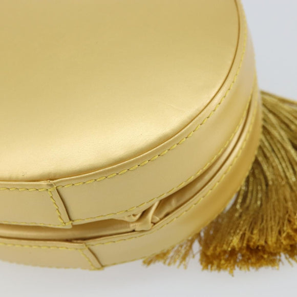 LOEWE Chain Shoulder Bag Leather Yellow Gold Auth 162771