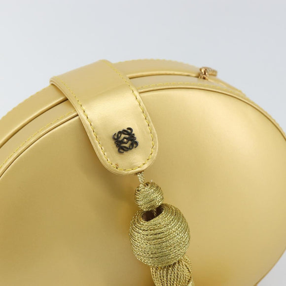 LOEWE Chain Shoulder Bag Leather Yellow Gold Auth 162771