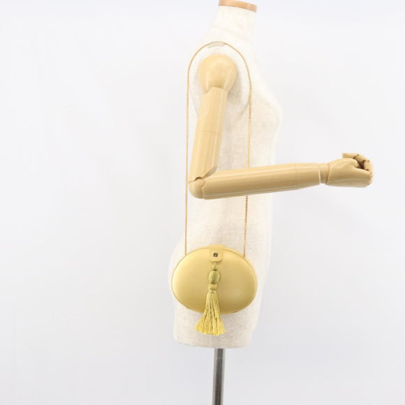 LOEWE Chain Shoulder Bag Leather Yellow Gold Auth 162771