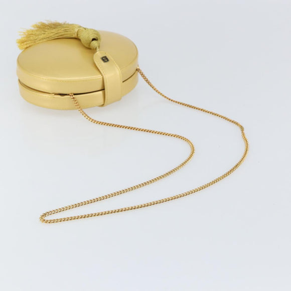 LOEWE Chain Shoulder Bag Leather Yellow Gold Auth 162771