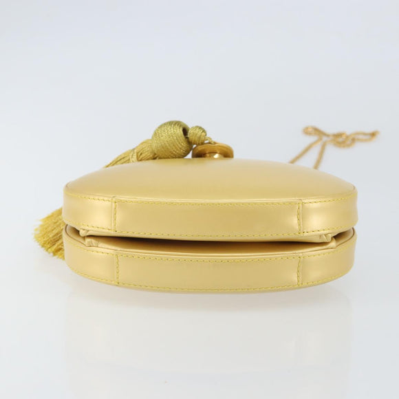 LOEWE Chain Umhängetasche Leder Gelbgold Auth 162771