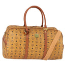 MCM Logogram Vicetos Boston Bag PVC 2way Brown Gold Auth 162772-1