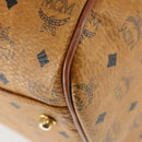 MCM Logogram Vicetos Boston Bag PVC 2way Brown Gold Auth 162772-14