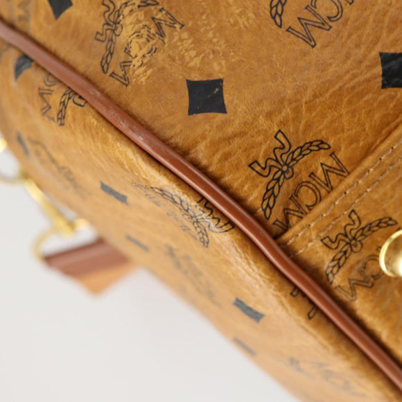 MCM Logogram Vicetos Boston Bag PVC 2way Brown Gold Auth 162772