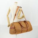 MCM Logogram Vicetos Boston Bag PVC 2way Brown Gold Auth 162772-25