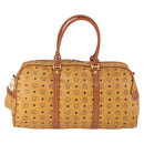 MCM Logogram Vicetos Boston Bag PVC 2way Brown Gold Auth 162772-3