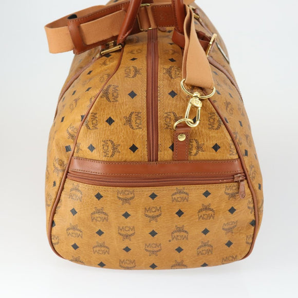 MCM Logogram Vicetos Boston Bag PVC 2way Brown Gold Auth 162772