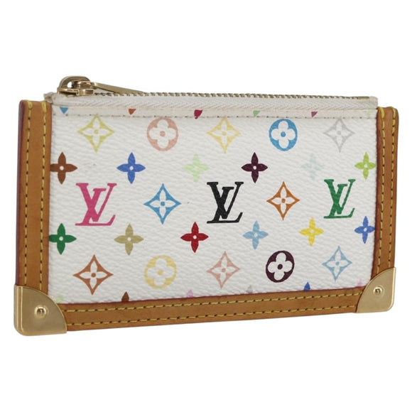 LOUIS VUITTON Multicolor Pochette Cles Coin Purse White M92655 LV Auth 162776V