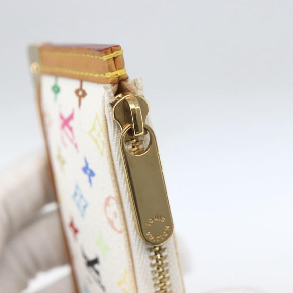 LOUIS VUITTON Multicolor Pochette Cles Coin Purse White M92655 LV Auth 162776V