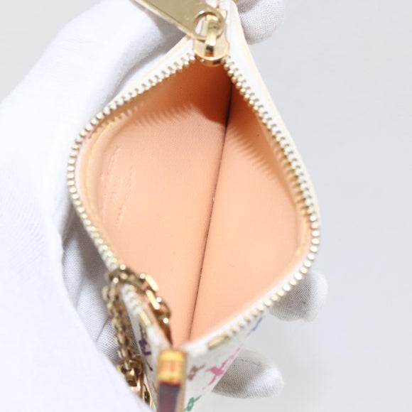 LOUIS VUITTON Multicolor Pochette Cles Coin Purse White M92655 LV Auth 162776V