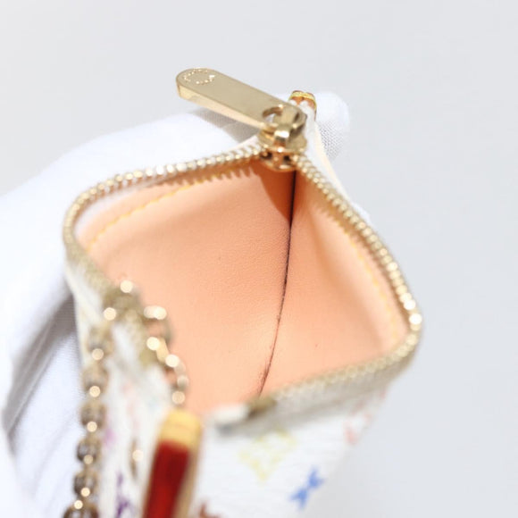 LOUIS VUITTON Multicolor Pochette Cles Coin Purse White M92655 LV Auth 162776V