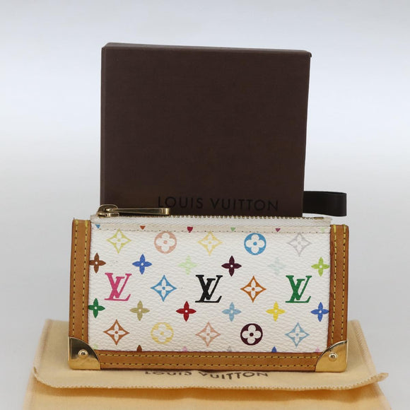LOUIS VUITTON Multicolor Pochette Cles Coin Purse White M92655 LV Auth 162776V