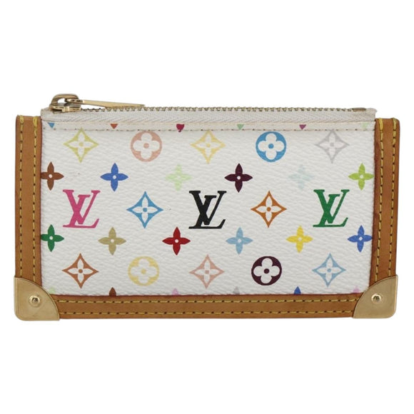 LOUIS VUITTON Multicolor Pochette Cles Coin Purse White M92655 LV Auth 162776V