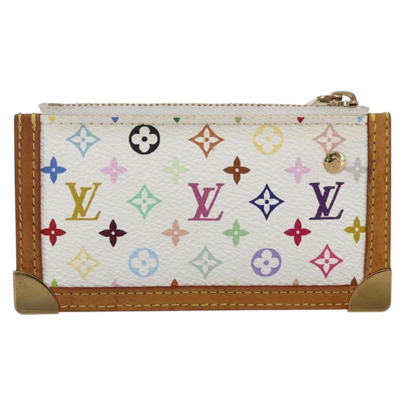 LOUIS VUITTON Multicolor Pochette Cles Coin Purse White M92655 LV Auth 162776V