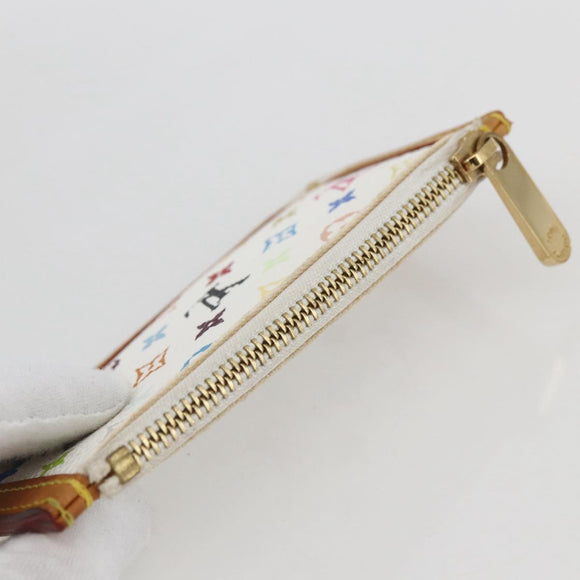 LOUIS VUITTON Multicolor Pochette Cles Coin Purse White M92655 LV Auth 162776V