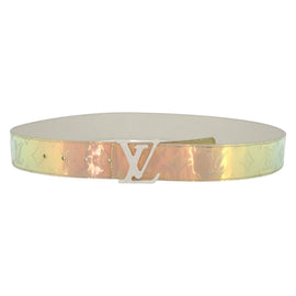 LOUIS VUITTON Monogram Prism Ceinture LV Shape Belt Silver M0219 LV Auth 162778V