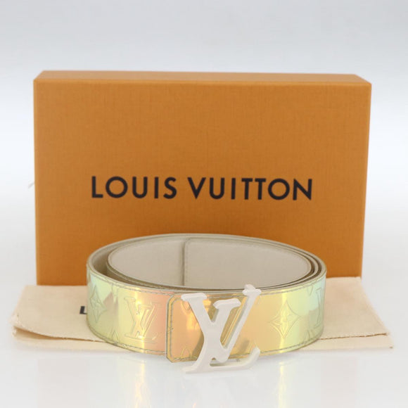 LOUIS VUITTON Monogram Prism Ceinture LV Shape Belt Silver M0219 LV Auth 162778V