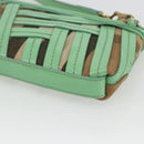 BURBERRY Nova Check Umhängetasche PVC Grün Gold Auth 162781V-15