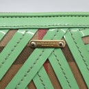 BURBERRY Nova Check Umhängetasche PVC Grün Gold Auth 162781V-17