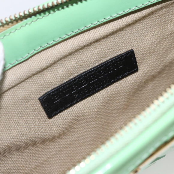 BURBERRY Nova Check Umhängetasche PVC Grün Gold Auth 162781V