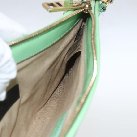 BURBERRY Nova Check Shoulder Bag PVC Green Gold Auth 162781V