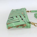BURBERRY Nova Check Umhängetasche PVC Grün Gold Auth 162781V-4