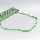 BURBERRY Nova Check Shoulder Bag PVC Green Gold Auth 162781V-7