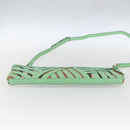 BURBERRY Nova Check Shoulder Bag PVC Green Gold Auth 162781V-9