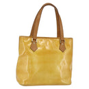 LOUIS VUITTON Monogram Vernis Houston Hand Bag Lime Yellow M91055 LV Auth 162800-1