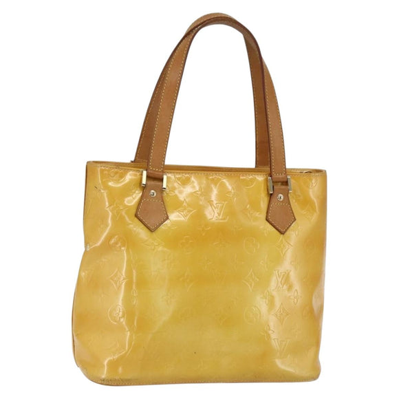LOUIS VUITTON Monogram Vernis Houston Hand Bag Lime Yellow M91055 LV Auth 162800