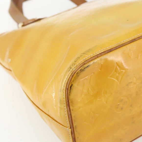 LOUIS VUITTON Monogram Vernis Houston Hand Bag Lime Yellow M91055 LV Auth 162800