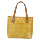 LOUIS VUITTON Monogram Vernis Houston Hand Bag Lime Yellow M91055 LV Auth 162800-13