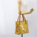 LOUIS VUITTON Monogram Vernis Houston Hand Bag Lime Yellow M91055 LV Auth 162800-23