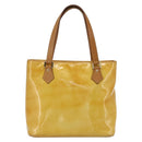 LOUIS VUITTON Monogram Vernis Houston Hand Bag Lime Yellow M91055 LV Auth 162800-2