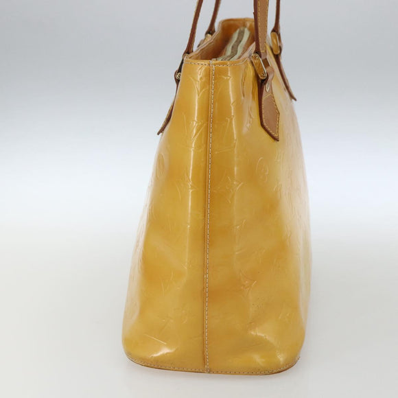 LOUIS VUITTON Monogram Vernis Houston Hand Bag Lime Yellow M91055 LV Auth 162800
