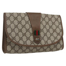 GUCCI GG Supreme Web Sherry Line Clutch Bag PVC Beige Gold 89 01 030 Auth 162811-1