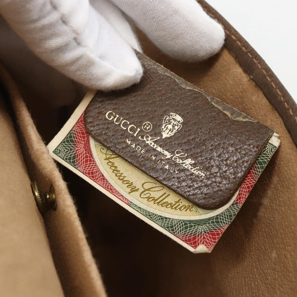GUCCI GG Supreme Web Sherry Line Clutch Bag PVC Beige Gold 89 01 030 Auth 162811