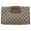 GUCCI GG Supreme Web Sherry Line Clutch Bag PVC Beige Gold 89 01 030 Auth 162811-2
