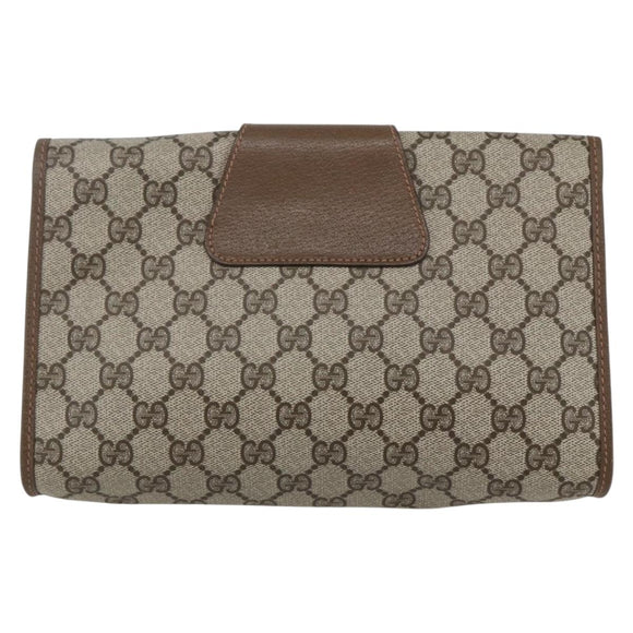 GUCCI GG Supreme Web Sherry Line Clutch Bag PVC Beige Gold 89 01 030 Auth 162811