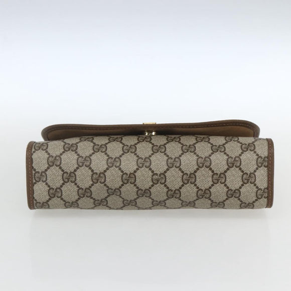GUCCI GG Supreme Web Sherry Line Clutch Bag PVC Beige Gold 89 01 030 Auth 162811