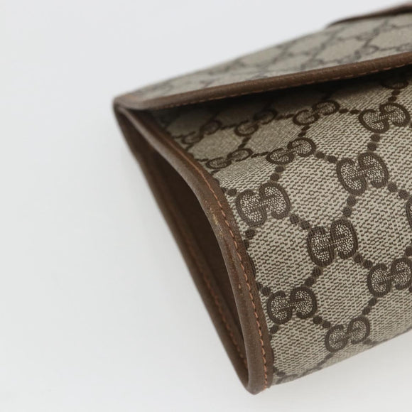 GUCCI GG Supreme Web Sherry Line Clutch Bag PVC Beige Gold 89 01 030 Auth 162811