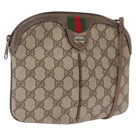 GUCCI GG Supreme Web Sherry Line Shoulder Bag PVC Beige 904 02 047 Auth 162812