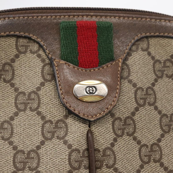 GUCCI GG Supreme Web Sherry Line Shoulder Bag PVC Beige 904 02 047 Auth 162812