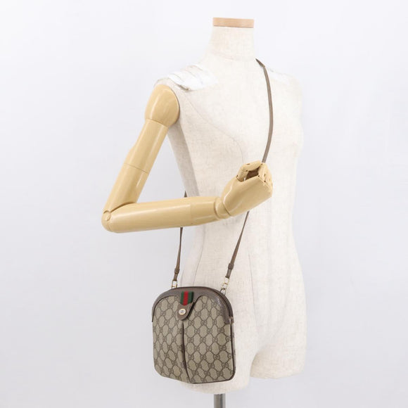 GUCCI GG Supreme Web Sherry Line Shoulder Bag PVC Beige 904 02 047 Auth 162812