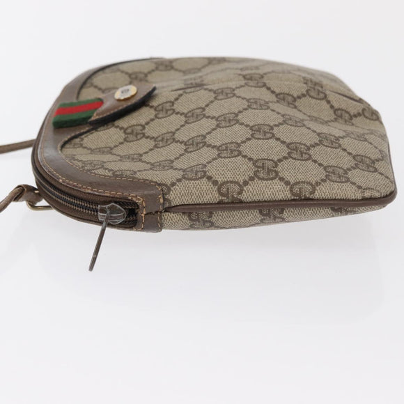 GUCCI GG Supreme Web Sherry Line Shoulder Bag PVC Beige 904 02 047 Auth 162812