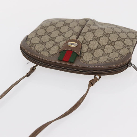GUCCI GG Supreme Web Sherry Line Shoulder Bag PVC Beige 904 02 047 Auth 162812