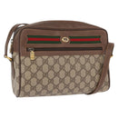 GUCCI GG Supreme Web Sherry Line Bag PVC Beige Gold 56 02 088 Auth 162813-1